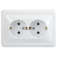 Розетка 2 ОП  белая б/з  ПРАЛЕСКА  РА16-260  00047559