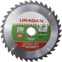 Диск пильный по дереву 230*30мм, 36Т URAGAN Ohtimal cut код 36801-230-30-36